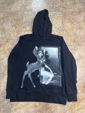 Givenchy Black Crewneck Hoodie with Monochrome Bambi Graphic